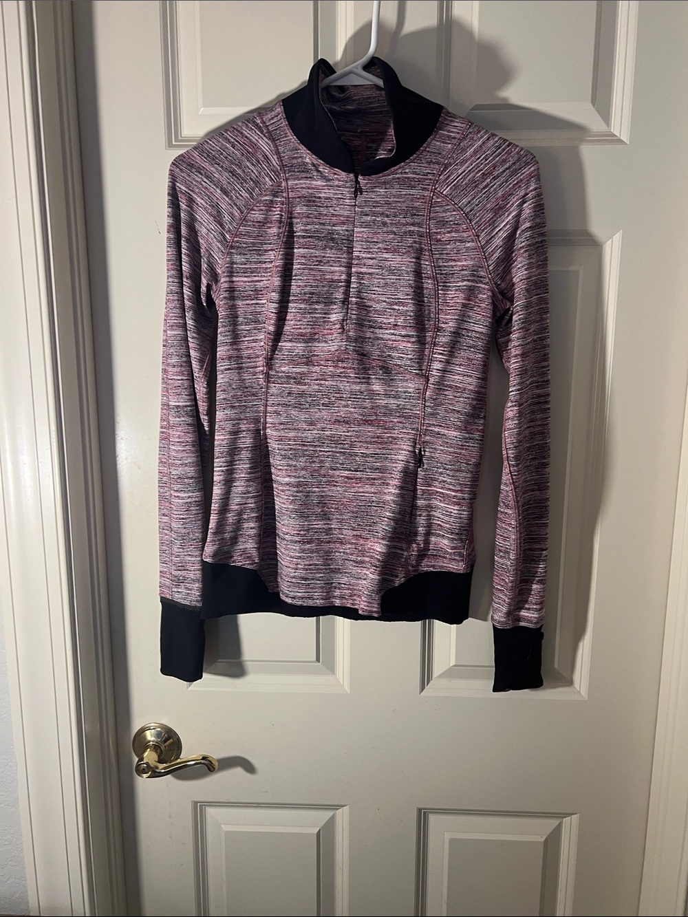 lululemon athletica Pink Space-Dye Quarter Zip Pullover with Black Trim